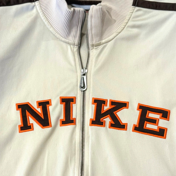 Vintage Nike Track Jacket Mens 3XL Cream Black Embroidered Full Zip Pockets EUC - Picture 7 of 13